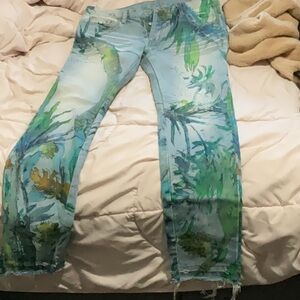 Colorful Floral Print Jeans